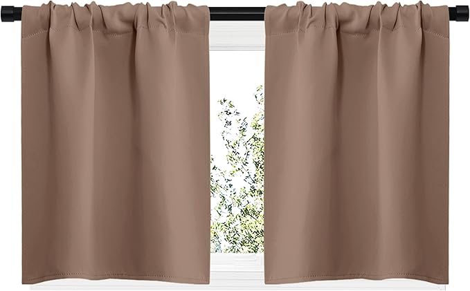 NICETOWN RV Blackout Curtains for Camper Windows, Window Treatment Thermal Insulated Rod Pocket Small Blackout Draperies/Drapes for Bedroom/Kitchen (Cappuccino, Set of 2, 29" Wide by 20" Long) - Image 2