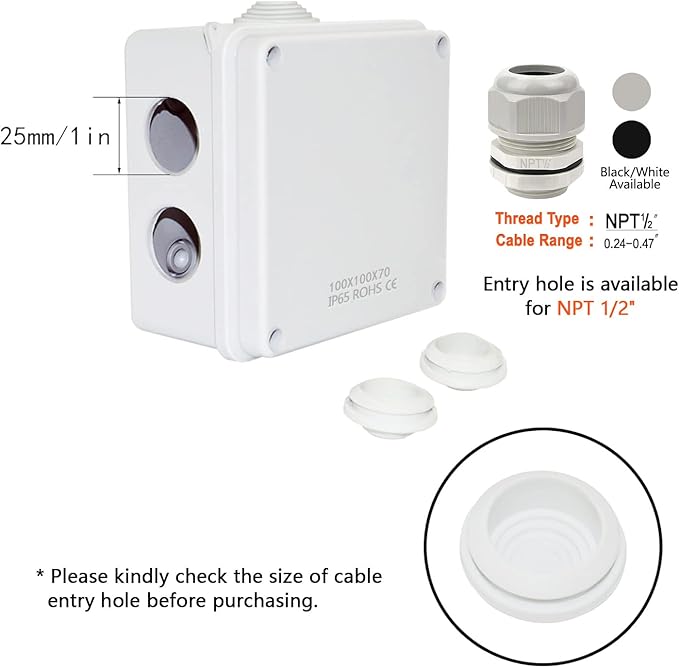 LeMotech ABS Plastic Dustproof Waterproof IP65 Junction Box Universal Electrical Project Enclosure White, Outer Size 3.9 x 3.9 x 2.8 inch (100 x 100 x 70 mm) - Image 5