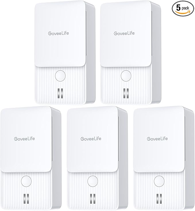 GoveeLife Water Leak Detectors 5 Pack, 100dB Adjustable Audio Alarm and Leak and Drip Alerts, Detector for Home, Bedrooms, Basement, Warehouse, Cabin/RV by GoveeLife