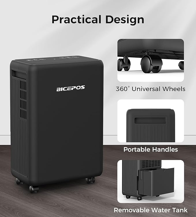 2000 Sq.Ft Dehumidifier for Basement, 30 Pints Dehumidifiers for Home with Drain Hose, 0.52 Gal Water Tank, Intelligent Humidity Control, Auto Shut Off, For Large Rooms and Home - Image 6