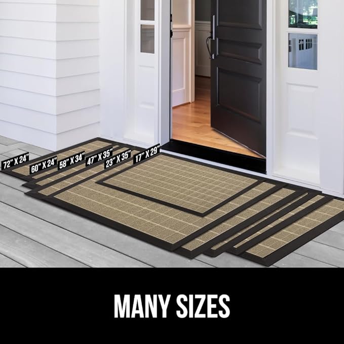 GORILLA GRIP 100% Waterproof All-Season WeatherMax Doormat US Designed Natural Rubber, Stain and Fade Resistant, Low Profile Indoor Outdoor Door Mats, Easy Clean Patio Mat, 17x29, Taupe Grid - Image 8