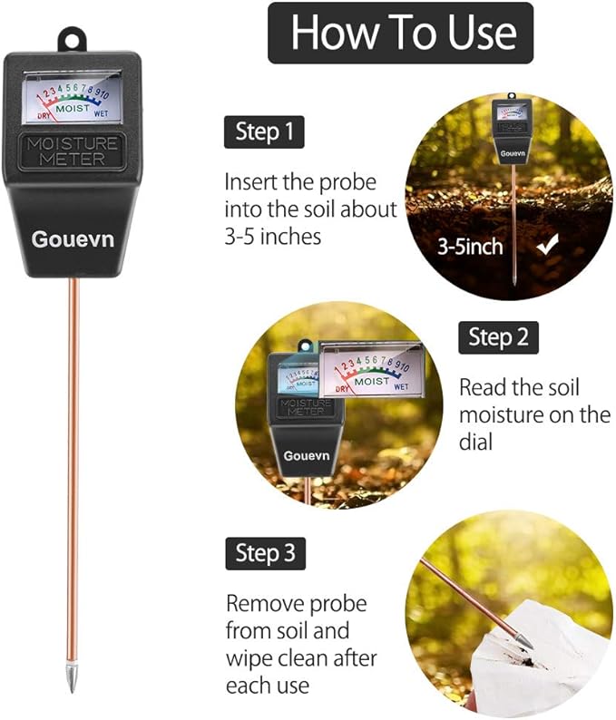 Soil Moisture Meter, Plant Moisture Meter Indoor & Outdoor, Hygrometer Moisture Sensor Soil Tester Plant Water Meter for Potted Plants Garden, No Battery Needed (Black) - Image 3