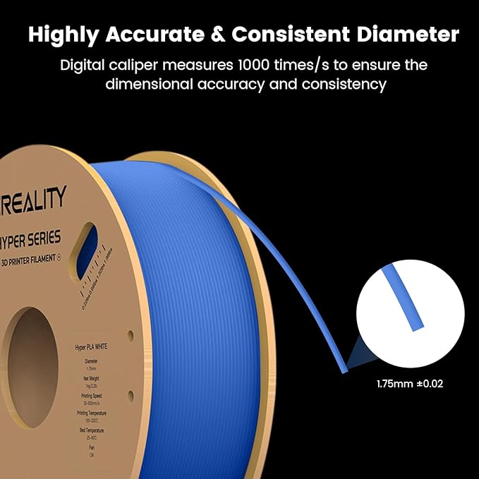 Creality Hyper 3D Printer PLA Blue Filament High Speed Printing 1.75mm 2.2lbs Spool ±0.03mm Dimensional Accuracy Flow Durable Resistant Smooth for Ender 3 v3 Plus KE K1 Max K1C 3D Printers - Image 4