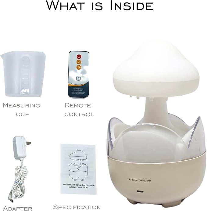 Raindrop Portable Humidifier,Cloud Essential Oil Diffuser,230ml Capacity,Remote Control,with Night Light and Waterless Auto Shut-Off,for Office Room Bedroom Livingroom - Image 8