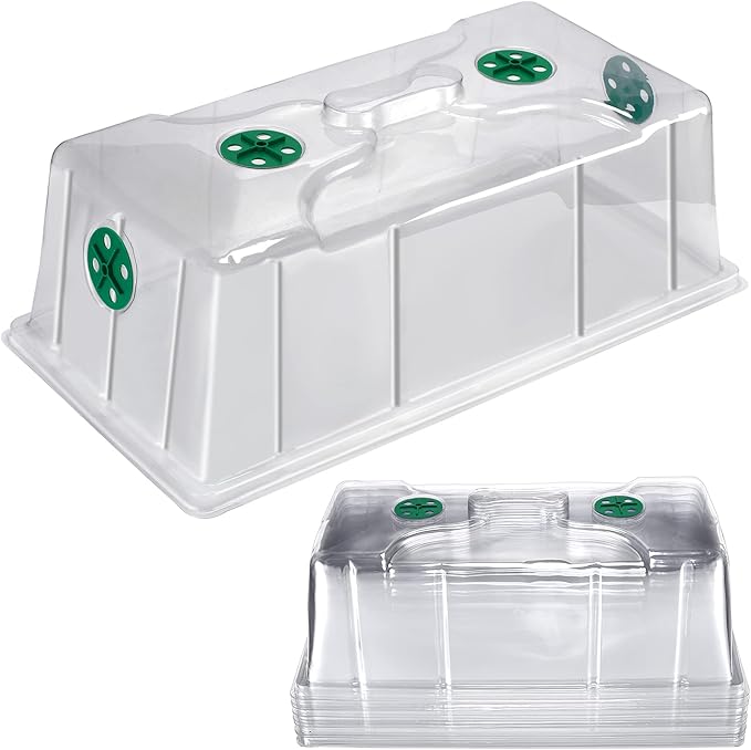 Foaincore 20 Packs 7'' Tall Humidity Vented Domes 1020 Flat Trays Cover Clear Plastic Greenhouse Grow Tray Covers Propagation Seed Cloning Kit for Plants Seed Starting Germination by Foaincore