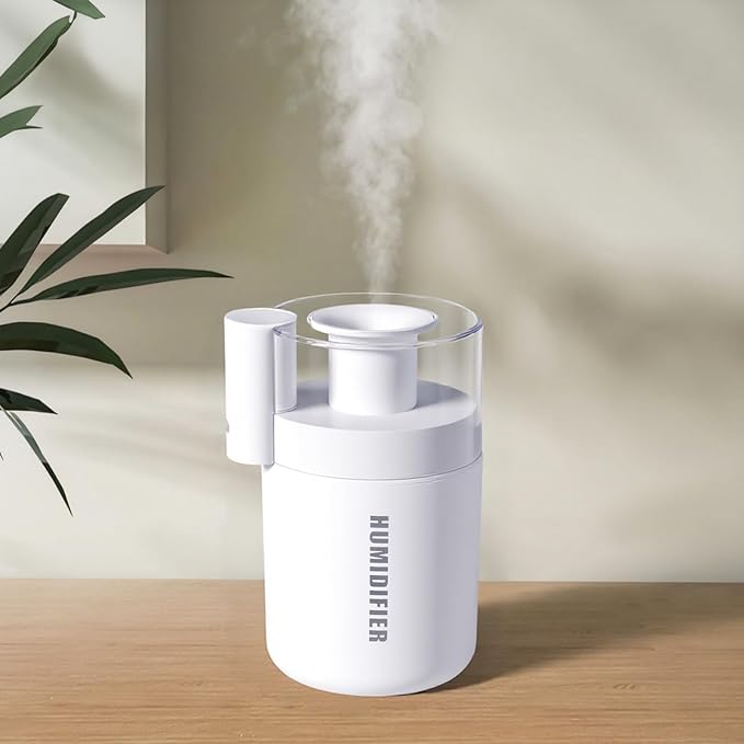 Portable Mini Humidifier, 180ml USB Cool Mist Small Humidifiers for Bedroom, Personal Desktop Humidification for Car Office Travel & Indoor Plants(White) by Daskternie
