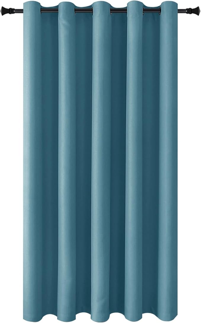 DWCN Blackout Curtain Panel for Bedroom - Thermal Insulated Energy Saving Grommet Blackout Drapery for Patio Door, Room Divider Long Curtain, Stone Blue, W80 by L84, 1 PC - Image 7