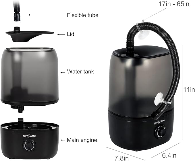 Repti Zoo 4L Reptile Humidifier, Large Reptile Mister Tank Fogger for Terrarium Vivarium - Image 5