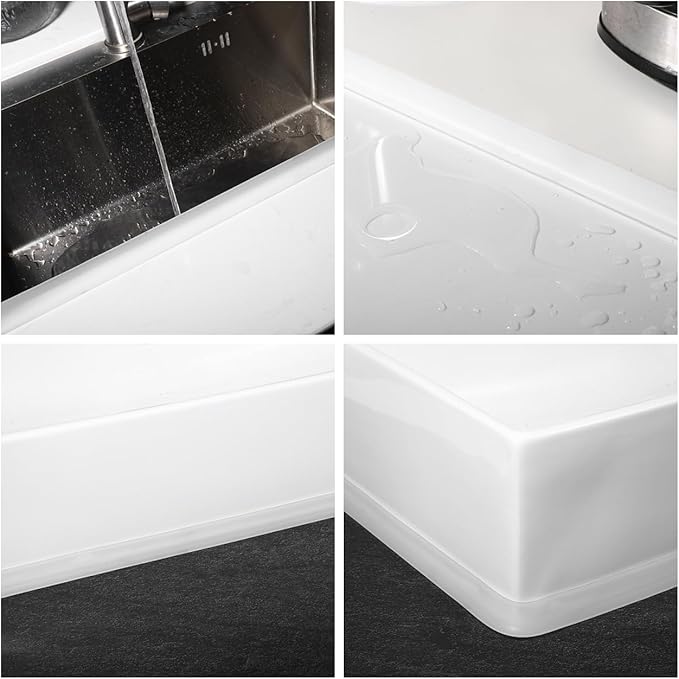 Shower Threshold Water Barrier Strip 39.37 Inch Transparent Adhesive Seal for Kitchen Countertop and Bathroom Sink Splash Guard - Image 5