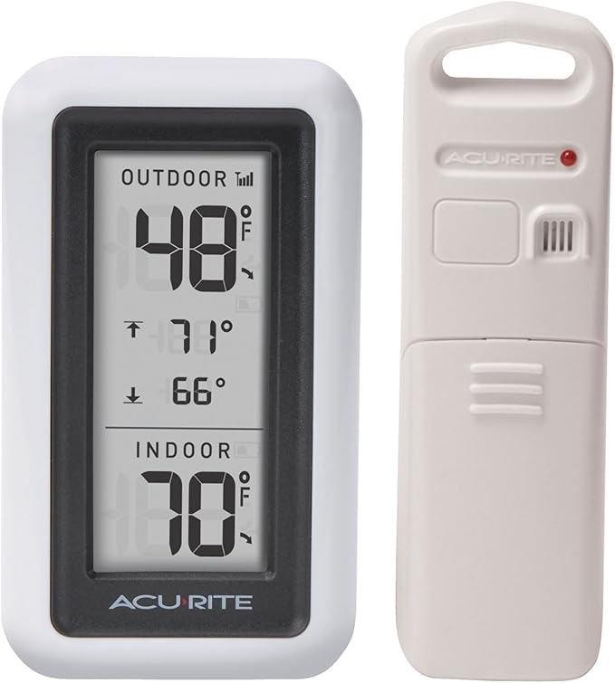 AcuRite Digital Thermometer with Indoor, Outdoor Temperature and Daily High and Lows (00424CA), White by AcuRite