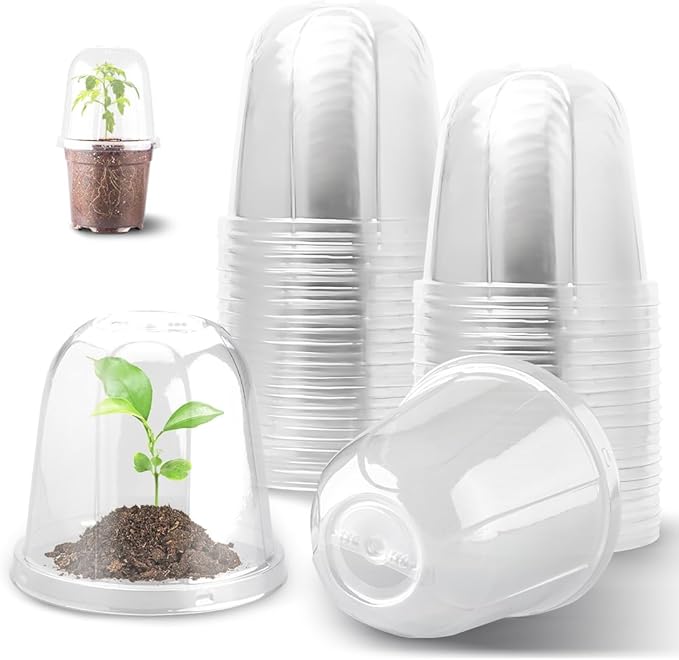 6 Inch Clear Humidity Dome, 30 Pcs Adjustable Plant Pot Domes Compatible with 6" Nursery Pots, Reusable Transparent Grow Dome Cover for Seed Starter Pots Outdoor Gardening Plant Growth by RooTrimmer