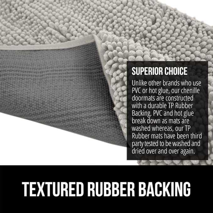 GORILLA GRIP SOAKSTOPPER Dog Door Mat, 70x24 Machine Washable Rug Absorbent Doormat Captures Moisture Mud Dirt, Quick Dry Soft Chenille Entryway Rugs Indoor Entrance Mats for Dog Paws, Light Gray - Image 5