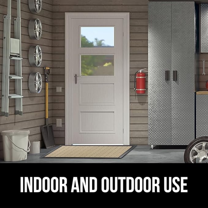 GORILLA GRIP 100% Waterproof All-Season WeatherMax Doormat US Designed Natural Rubber, Stain and Fade Resistant, Low Profile Indoor Outdoor Door Mats, Easy Clean Patio Mat, 17x29, Taupe Grid - Image 9