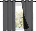 NICETOWN Grey 100% Blackout Room Warming Curtains 45 inches Long, Thermal Insulated Full Blackout 2-Layer Lined Curtains, Energy Efficiency Window Draperies for Dining Room (2 Panels, 42-inch W) by NICETOWN