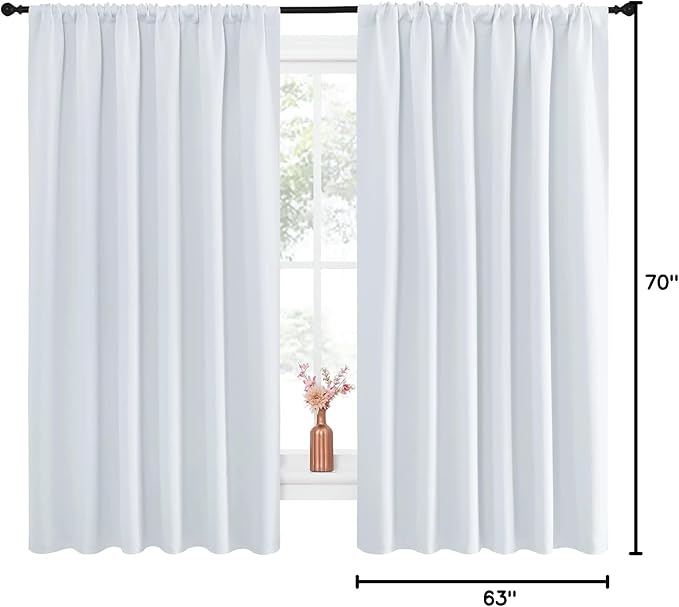 NICETOWN Bedroom Window Curtain Panels - Window Treatment Thermal Insulated Rod Pocket Room Darkening Curtains/Drapes for Patio Door (Greyish White, 2 Panels, 70 by 63) - Image 10