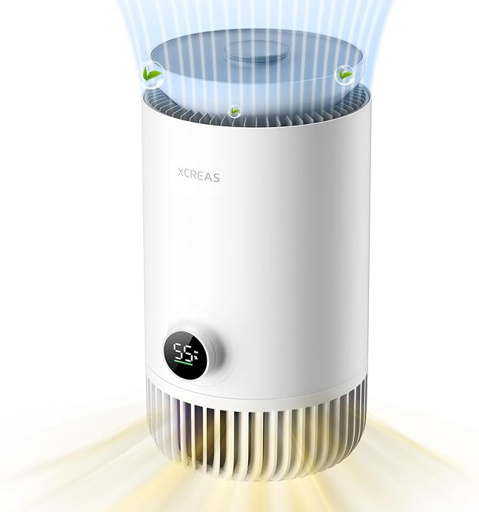 Humidifier and Air Purifier in One, Evaporative Humidifier and HEPA Air Purifier Combo for Bedroom, 0.8 Gal Water Tank Top Fill, 23dB Quite Mist-Free by xCREAS
