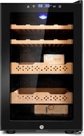 Electric Cooler Cabinet 70L with Temperature and Humidity Control, Spanish Cedar Wood Shelves and Safety Lock (500 Counts Capacity), Gift for Men by FoMup