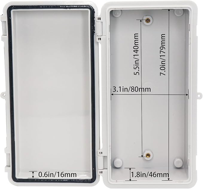 Waterproof Electrical Box Dustproof Junction Box Weatherproof IP67 ABS Plastic Enclosure Switch Router Project Box with Mounting Plate with Wall Bracket 2 Cable Glands Grey 7.9"x3.9"x2.8" - Image 4