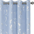 BUHUA Blue Blackout Curtain 2 Panel Set Vine Foil Print Thermal Insulated Drapes Room Darkening Curtains Grommet Window Treatment, 38 x 45 Inch, Light Blue by BUHUA