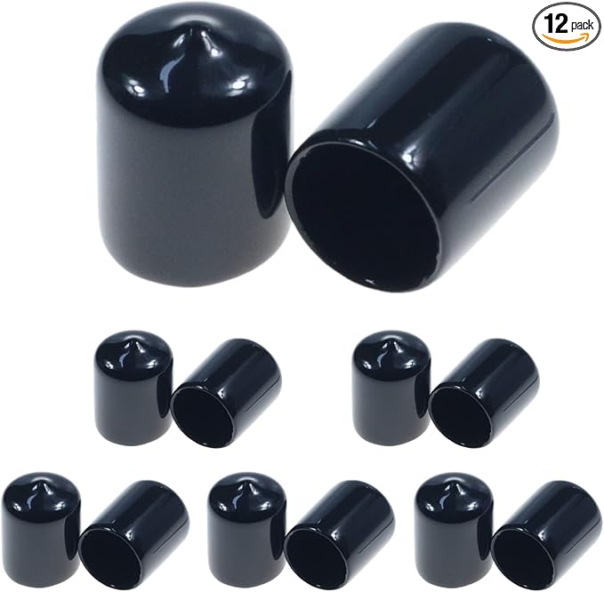 Acocony 11/16 Inch Rubber Cap Round Rubber End Caps PVC Flexible Protector Plastic Plugs for Round Holes Black Pack of 12 by Acocony