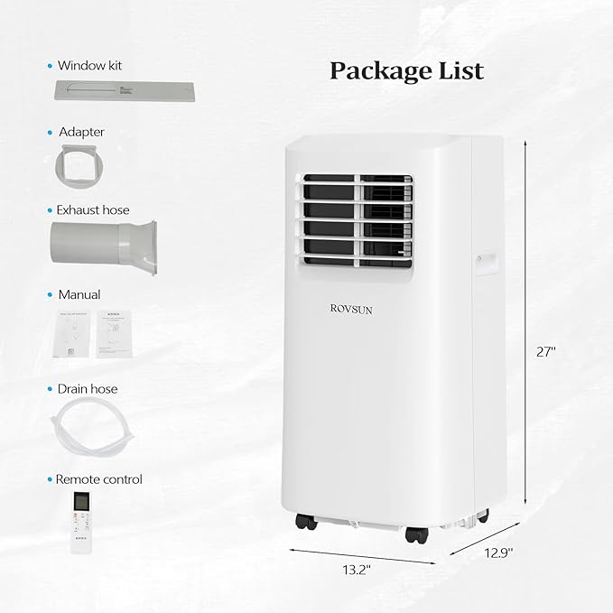 ROVSUN WiFi Enabled Smart 9000 BTU Portable Air Conditioner with Remote & APP Control, 3-in-1 Cooler, Dehumidifier & Fan, Powerful Room Mobile AC Unit with Rolling Wheels & Easy Installation Kit - Image 6