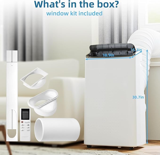 14000 BTU Portable Air Conditioner for 750 Sq Ft 3-In-1 AC Unit with Cooling/Dehumidifier/Fan Modes, Remote, 24H Timer & Installation Kit for Home/Office/Dorm - Image 3