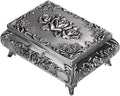 Hipiwe Vintage Metal Jewelry Box Small Trinket Jewelry Storage box For Rings Earrings Necklace Treasure Chest Organizer Antique jewelry Keepsake gift Box Case for Women (Medium) by Hipiwe