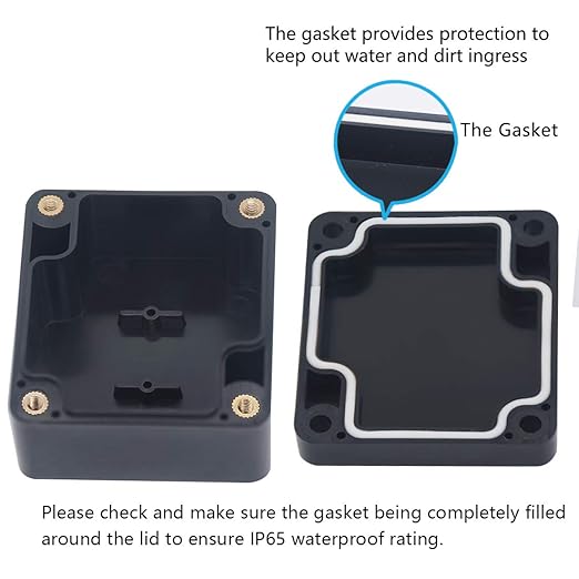 Junction Box, Zulkit Project Box IP65 Waterproof Outdoor Box ABS Plastic Electrical Boxes Electronic Enclosure Black 2.48 x 2.28 x 1.38 inch (63 x 58 x 35mm) (Pack of 4) - Image 4