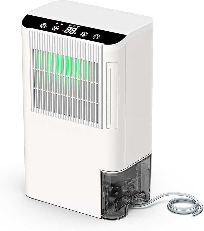 Dehumidifiers for Home, 2000 Sq.Ft Small Dehumidifier with 3.3ft Drain Hose, 2.5L Tank, Timer Sleep Mode, Portable Dehumidifier for Basement, Bedroom, Bathroom (Beige) by Unknown