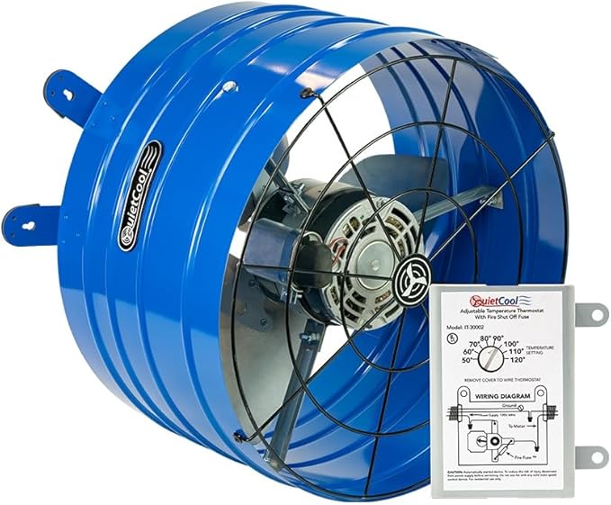 Quietcool AFG PRO-2.0 Attic Fan for Gable Vents - 1945 CFM - Adjustable Thermostat - 20ft Power Cord - Plug-and-play - Two Speed Capable by QuietCool