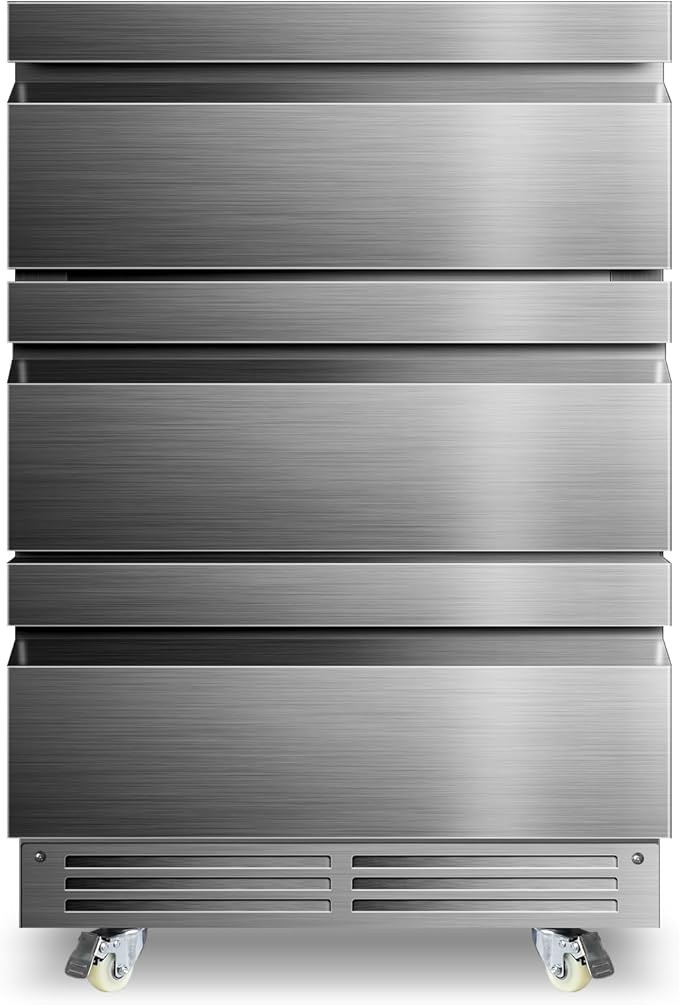 24 Inch Upgraded Three-Drawer Beverage Fridge, Weather Proof Outdoor Stainless Steel Beverage Refrigerator, Under Counter Built-in Beverage Cooler for Home & Commercial Use - Image 9