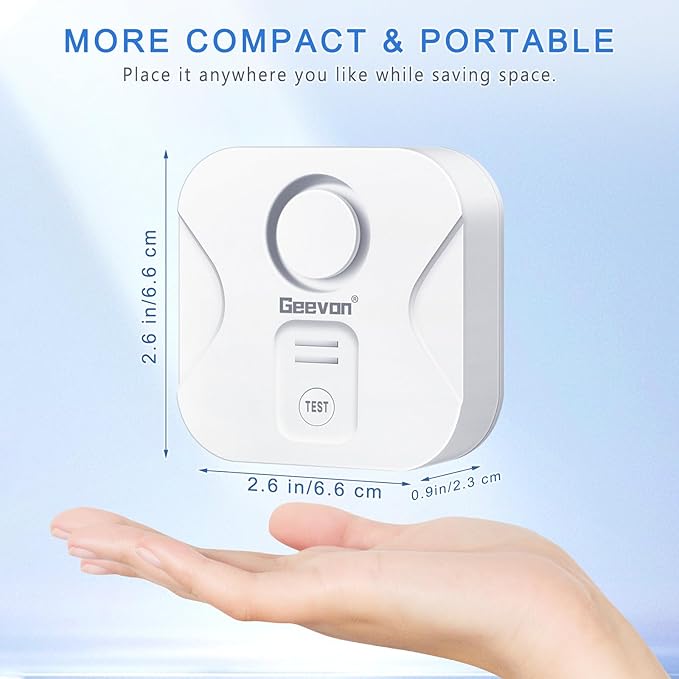 Geevon 10 Pack Water Leak Detectors for Home, 100dB Loud Water Alarm Sensor Leak Detection with Drip Alert for Basements, Laundry Rooms, Kitchen, IP56 Waterproof(Battery Included) - Image 7