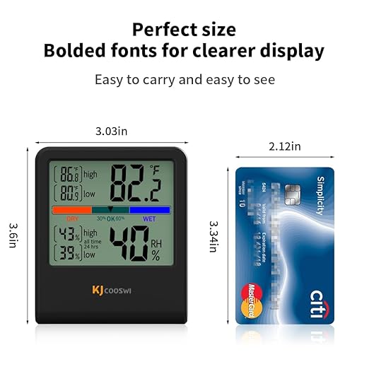 Digital Thermometer Hygrometer, Indoor Wall Thermometer Humidity Indoor with High Accuracy, Suitable for Greenhouse, Home and Office, AAA Battery (Black) - Image 2