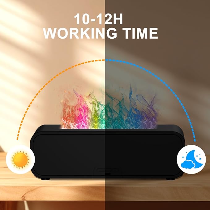 Colorful Flame Air Aroma Diffuser Humidifier, Dynamic Fire Flame Sound Pickup Aromatherapy Diffuser for Home Office Room(Remote, Timer & Auto-Off, 150ml) - Image 5