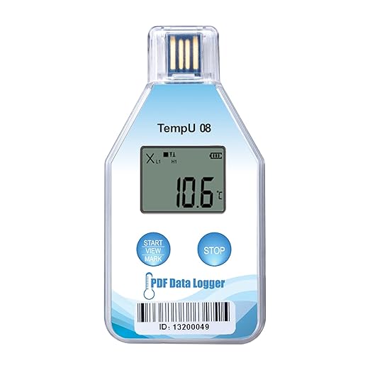 Tzone Temperature Data Logger USB Single Use Temp Recorder 1 Pack, Digital Thermometer Logger with PDF and CSV Reports 180 Days 32000 Recordings for Cold Chain Medical Refrigerator, IP67 Waterproof by Tzone