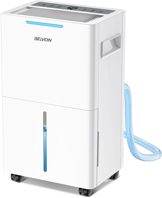 1500 Sq.ft Dehumidifier for Basement, SEAVON 21 Pint Dehumidifiers with Drain Hose for Home Large Room Bedroom Bathroom, Powerful Moisture Removal, Smart Humidity Control & Display, 24H Timer, 3 Mode by SEAVON