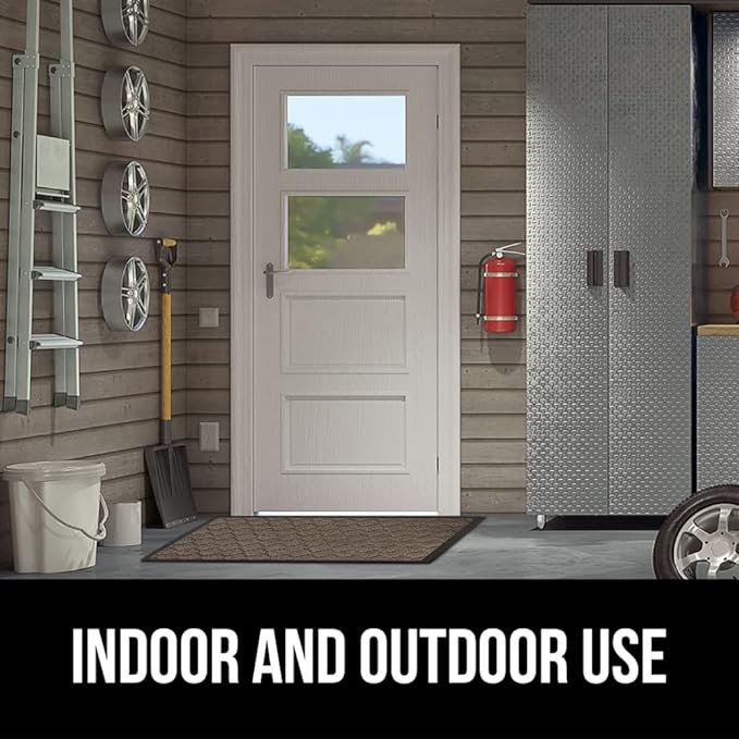 GORILLA GRIP 100% Waterproof All-Season WeatherMax Doormat 35x23, US Designed Natural Rubber, Stain and Fade Resistant, Low Profile Indoor Outdoor Door Mats, Easy Clean Patio Mat, Beige Quatre - Image 10