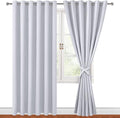 Hiasan Room Darkening Curtains for Bedroom, 70 x 84 Inches - Thermal Insulated & Energy Saving Window Drapes for Living Room/Dorm Room, Set of 2 Panels Sewn with Tiebacks, Greyish White by Hiasan