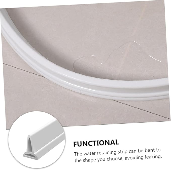 Self-Adhesive Water Retaining Strip Silicone Bathroom Shower Room Strip White for Dry Wet Separation - Image 7