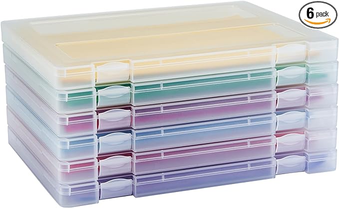 6 Pack A4 Paper Storage Box, 8.5 x 11 Project Case for US letter, Thick Scrapbook Storage Box Craft Storage Box Art Supplies Storage and Organization, Board Game Storage and Organizers by Mickiewicz
