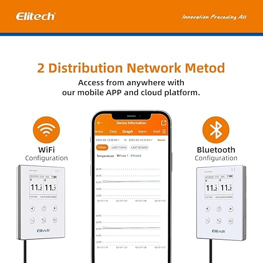 Elitech WiFi Digital Temperature Data Logger, 2.4GHz/5GHz WiFi Remote Real-Time Monitor with Dual External Probes, Cloud Storage, App and Email Alerts, 16.4ft, RCW-800W-TDE-5Pack, -40°F to 176°F - Image 6