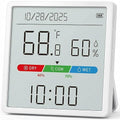 Indoor Thermometer Hygrometer with 4.4" Large Display, Digital Temperature & Humidity Monitor with Clock, Room Humidity Gauge, Built-in Sensor, Magnetic Fridge Mount, Desk Stand or Wall Mount by BetterToolsBrighterFutures