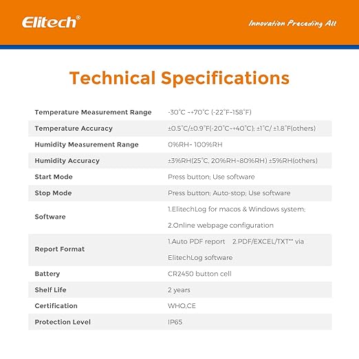 Elitech WHO PQS Certificated 10 Pack Temperature Humidity Data Logger 120Days with Light Sensor Single Use Temperature Recorder PDF Report USB Temperature Logger 16000 Points LogEt1-TH - Image 8