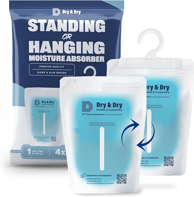 Dry & Dry 100 Packs Hybrid Moisture Absorbers & Musty Odor Eliminator Dehumidifier to Control Excess Moisture for Basements, Closets, Bathrooms, Laundry Rooms. Moisture Absorbers - Image 8