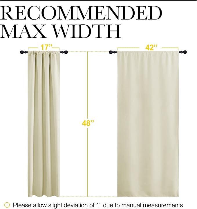 NICETOWN Blackout Curtains for Bedroom, Home Decorations Thermal Insulated Solid Rod Pocket Blackout Drapes for Cafe (Beige, One Pair, 42 x 48-inch) - Image 7