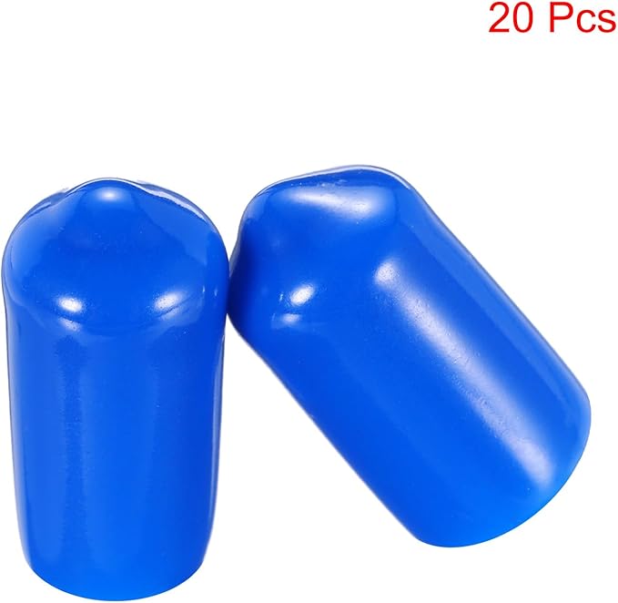 uxcell 20pcs Rubber End Caps 8mm(5/16") ID Vinyl PVC Round Tube Bolt Cap Cover Screw Thread Protectors,Blue - Image 2