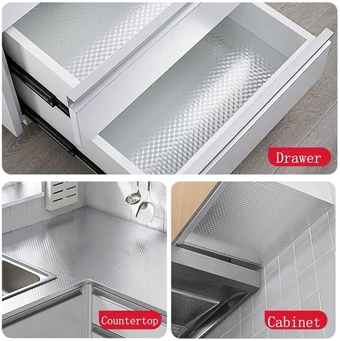 Kitchen Wallpaper Oil Proof Sticker Aluminum Foil Backsplash Self-Adhesive Contact Paper Cabinet Liner Waterproof and Heat Resistant Peel and Stick Wallpaper(15.7X118 Inches) - Image 2