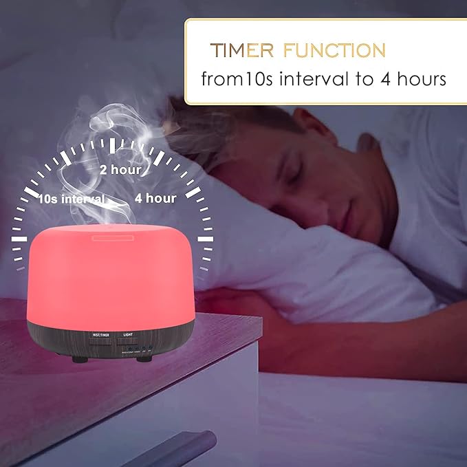 300ML Remote Control Air Diffusers for Essential Oil, Aroma Ultrasonic Scent Diffuser, Aromatherapy Humidfier Diffuser, 7 Color Changing LED Light, Auto-Off, Timer for Home, Room, Office, Kids - Image 4