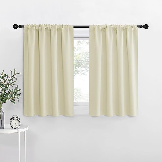 NICETOWN RV Blackout Curtains for Camper Windows, Beige, 29" Wide by 40" Long, 2 PCs, Short Blackout Curtains & Drapes, Thermal Insulated Blackout Curtain Panels for Kids Room, Play Room by NICETOWN