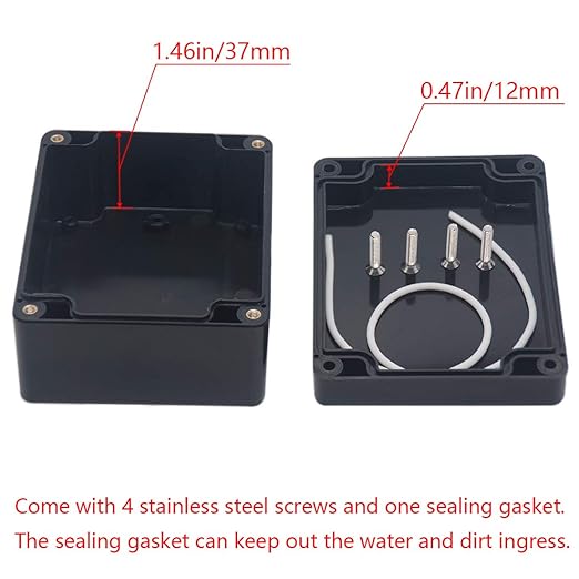 Junction box, Raculety Electrical Project Case Power Junction Box, Project Box Black (4.53"x3.54"x2.17") - Image 4